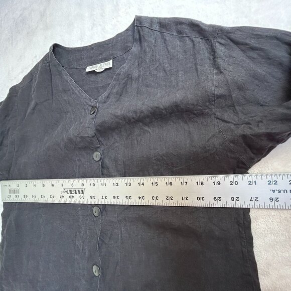 Harriet Selwyn Women's Long Sleeve V-Neck Casual Button Front Blouse Black Size? - Picture 6 of 7